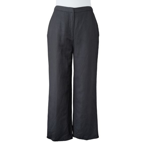 Calvin Klein Black Linen Blend Wide Leg Pants Size 4 (28" Inseam) - Picture 1 of 10